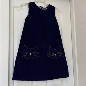 Mini Boden Dark Blue Dress with Cat Pockets Size 11-12 Years